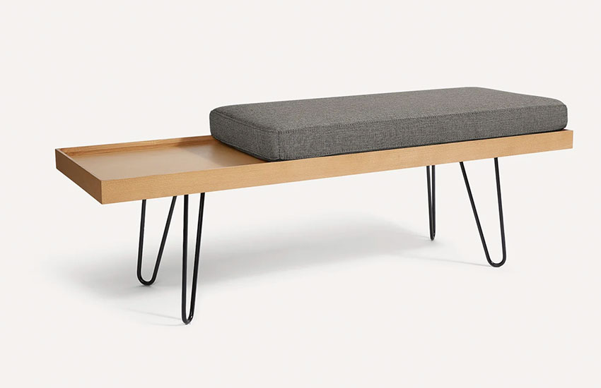 Modern Bench with Cushion and metal legs