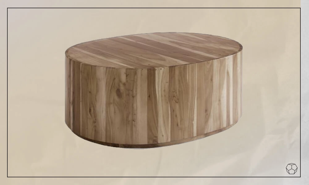 Oval topped wooden Coffee Table with no legs