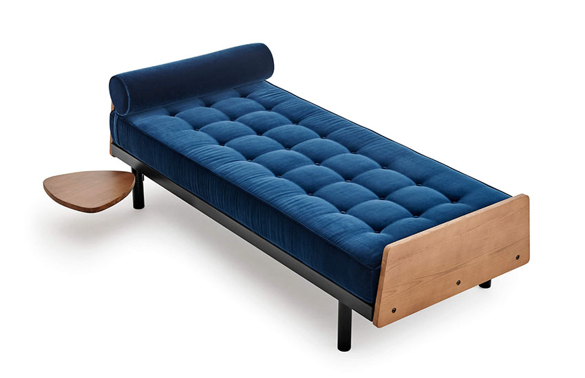 Modern Tufter Upholstered Daybed with side table