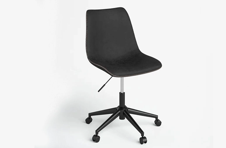 Black faux leather swivel office chair