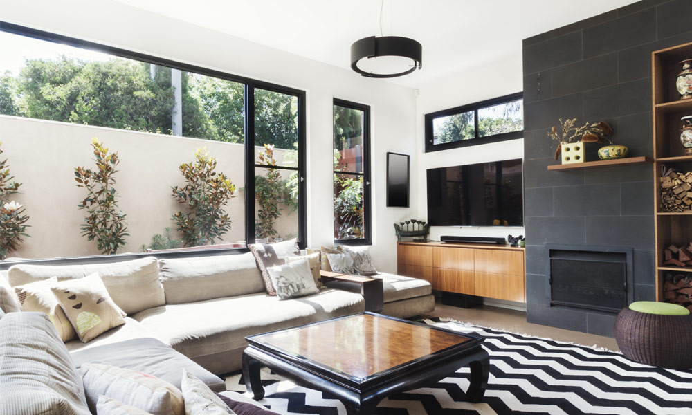 TV in corner of room