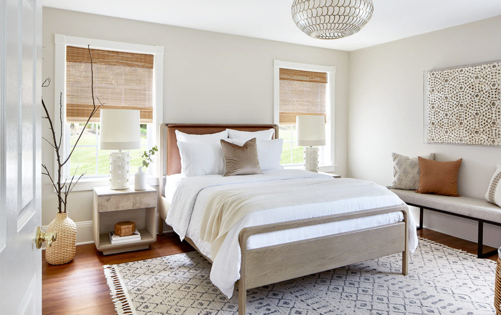 Cozy bedroom with a modern bed and matching nightstands in both sides