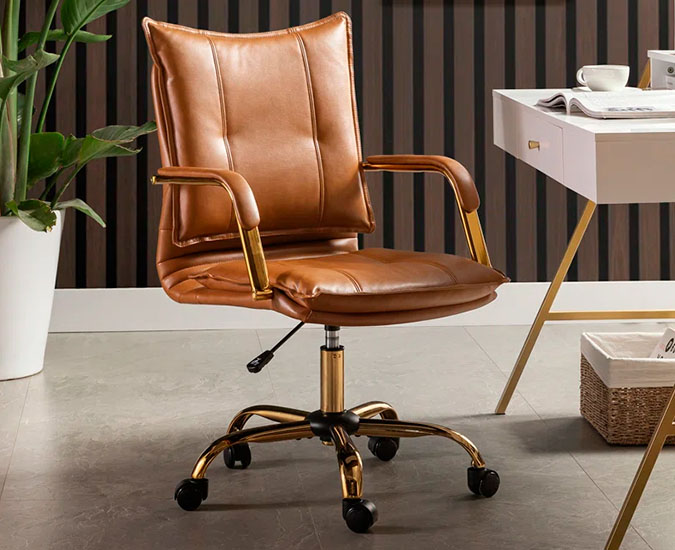 Faux Leather Task Chair with Padded Arms