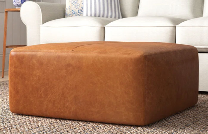 Brown Leather Ottoman