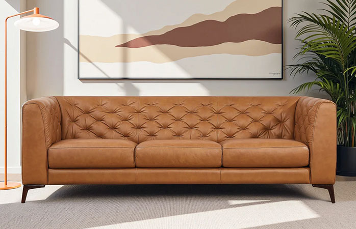 Leather sofa from discount section