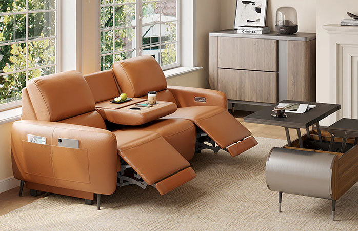 Seater Power Zero Wall Recliner Sofa with Drop Down Table Tray