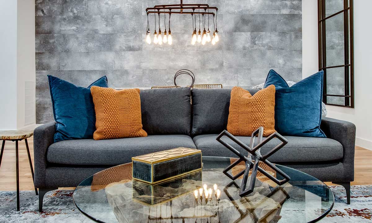 Throw pillows on sofa