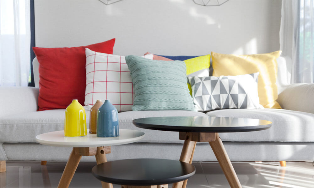 Sofa pillows with different patterns