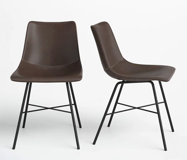 Black Leather Dining Chair with dark metal legs