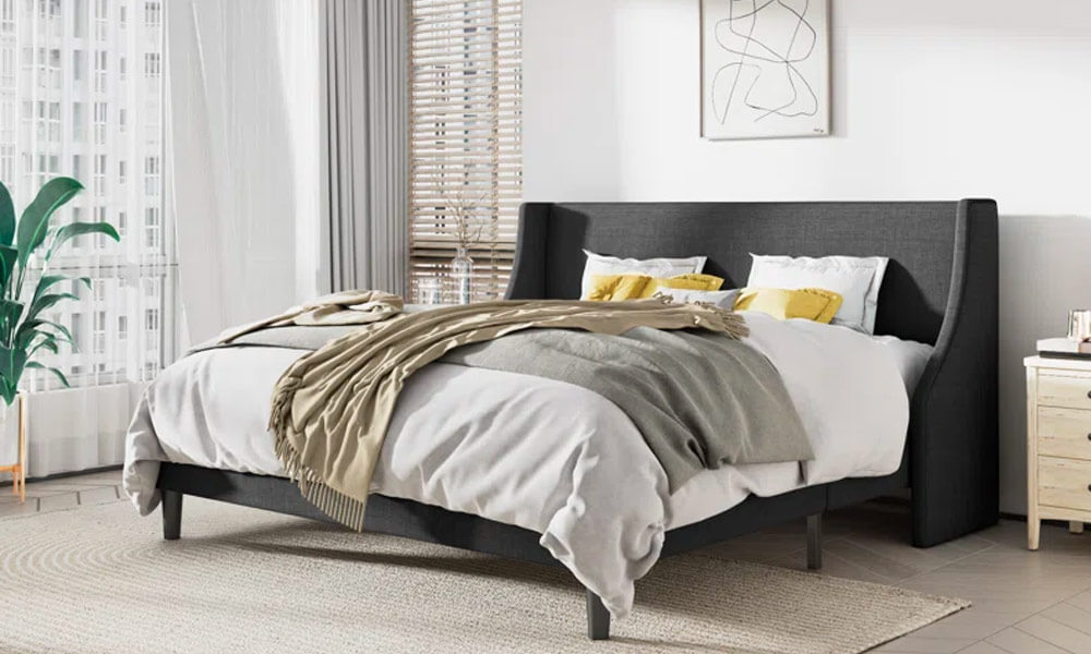 Bowdoin Upholstered Wingback Platform Bed