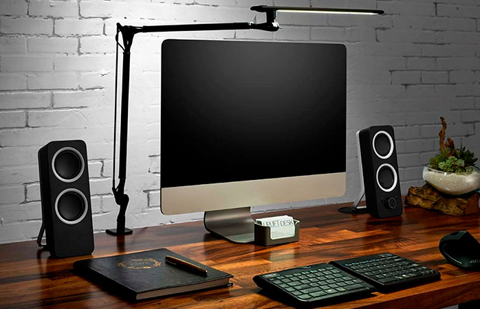 Task lamp on a working desk