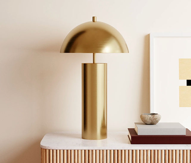 Golden Bedroom Lamp in a bedside table