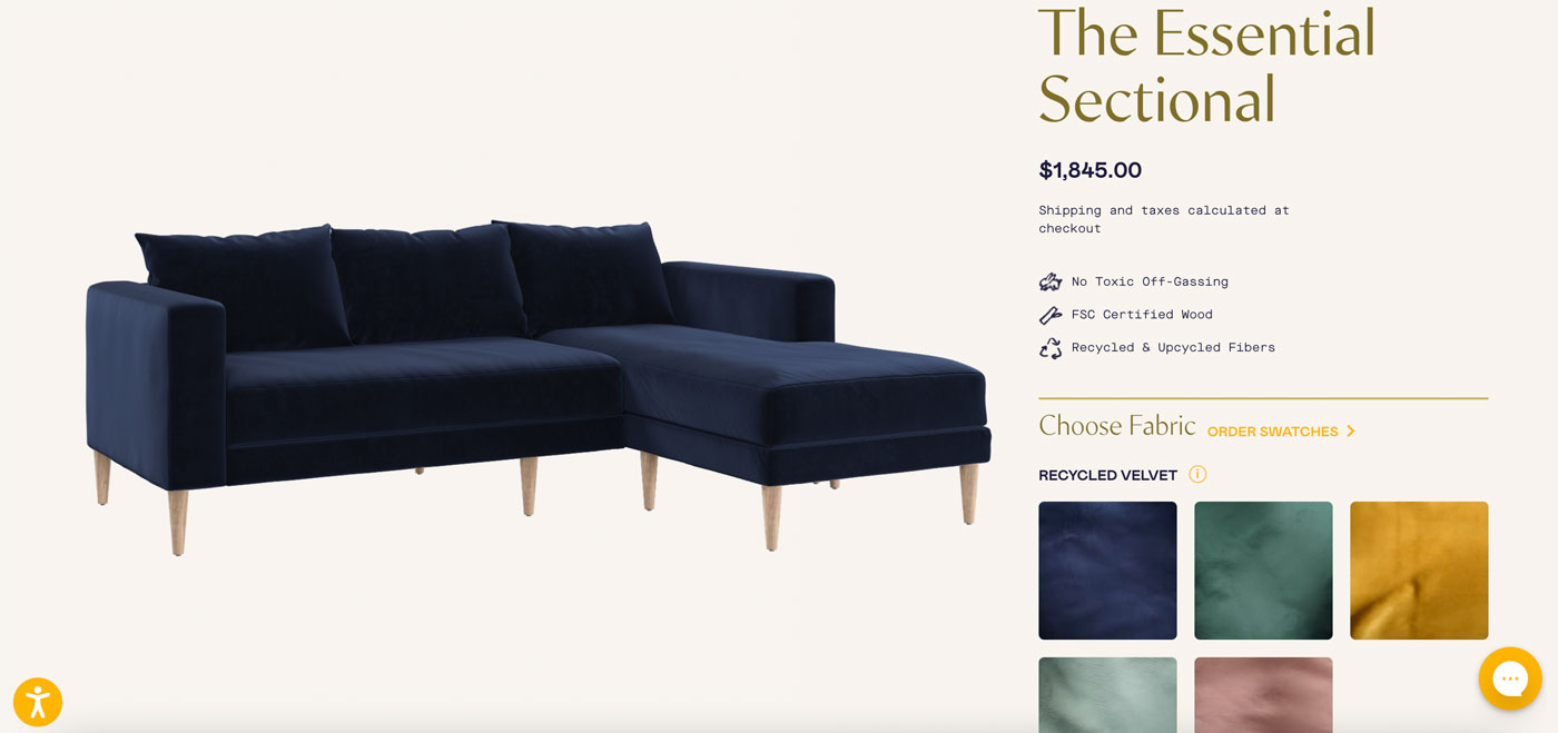 Sabai Sofa color selection 