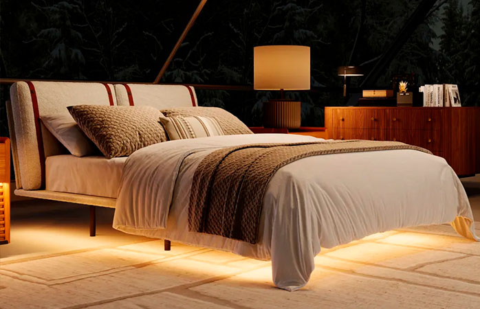 Upholstered bed Frame with Smart ight