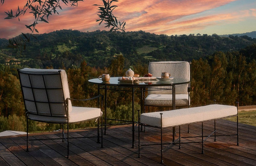 Provence Outdoor Lounge Dining Chair - metal frame and cushion