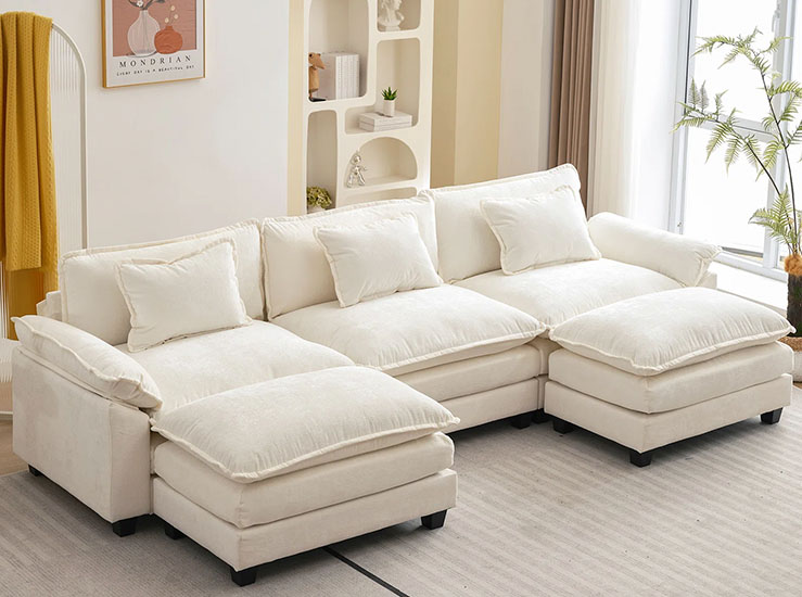Comfy Cloud Couch U Shaped Sectional Sofa