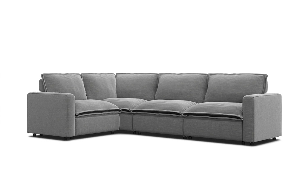 L-shaped homebody Couch in grey linen