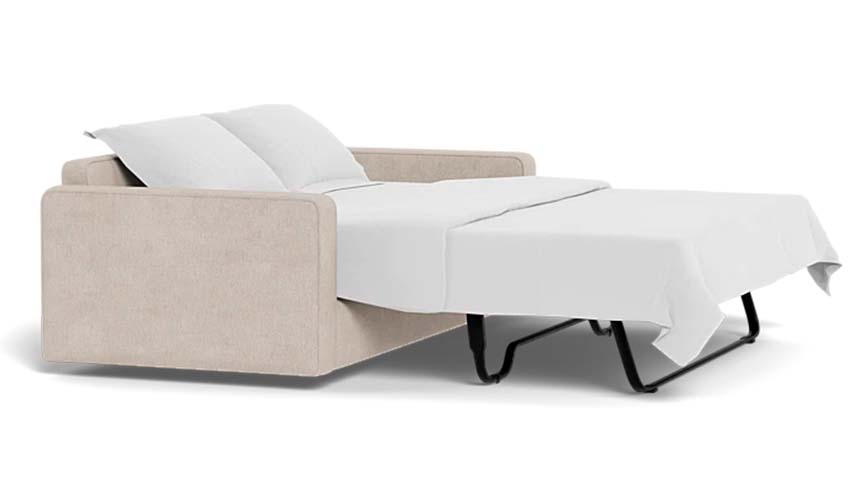 Upholstered sofa bed with Mattress and bedding