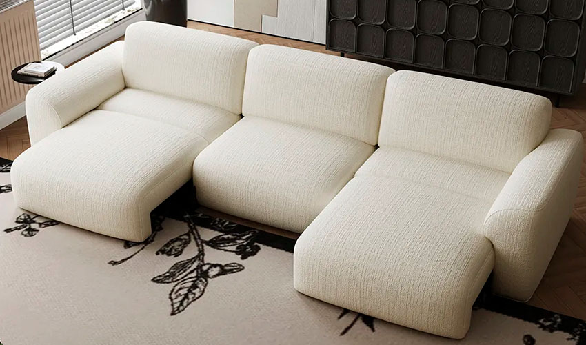 French Retro Cream Electric Sleeper Sofa Bed Retractable with Remote Control