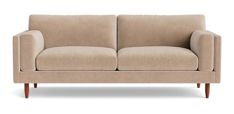 Beige Velvet Sofa with wooden legs