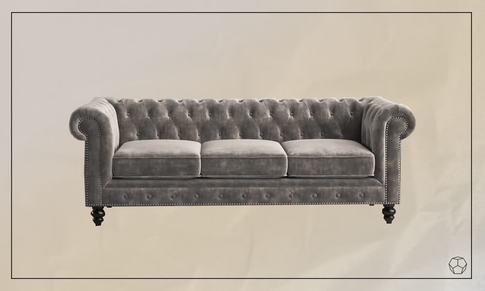 Eufaula 87'' Velvet Chesterfield Sofa