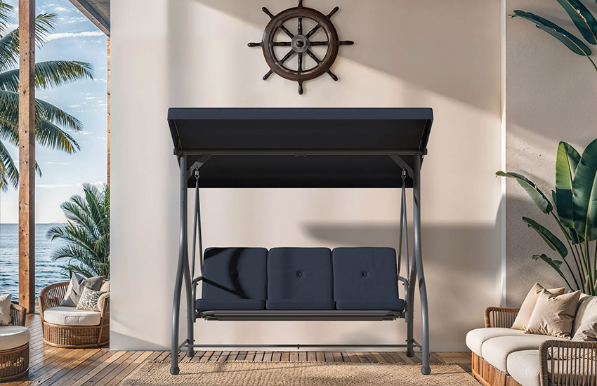 Metal Patio Swing with Canopy