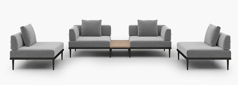 Modular Outdoor Sofa with Side Table