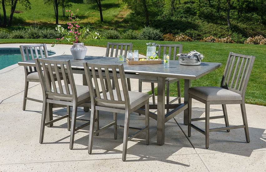 Extendable outdoor 7-pieces Dining Set: table and 6 chairs