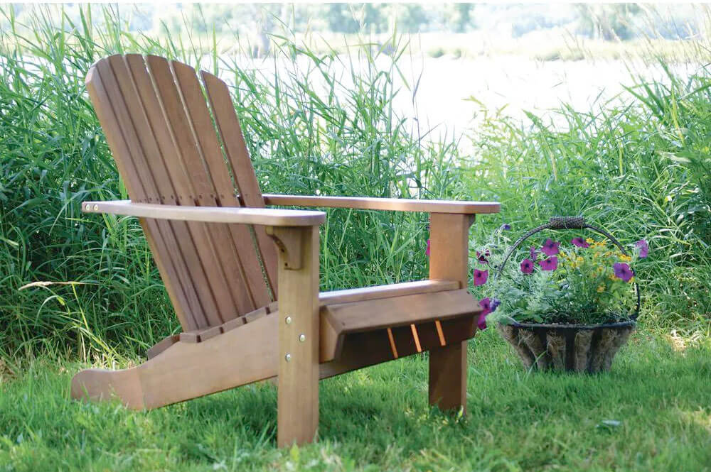 Eucalyptus Adirondack Chair in a green garden