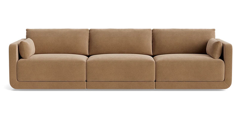 beige modern sofa with a low profile design