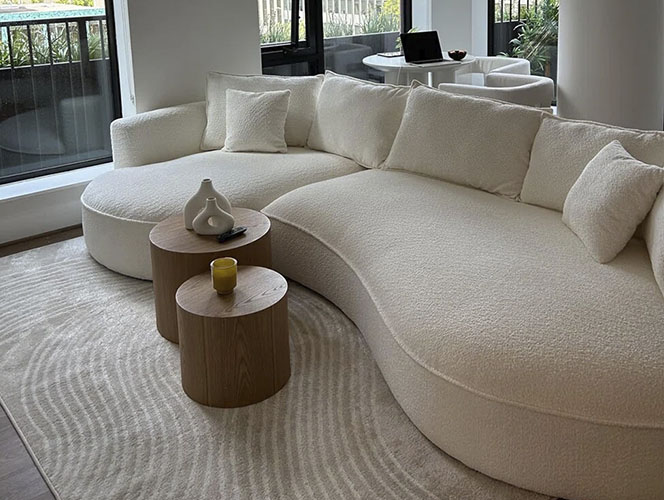 Modern Curved Sectional Sofa Couch With Chaise