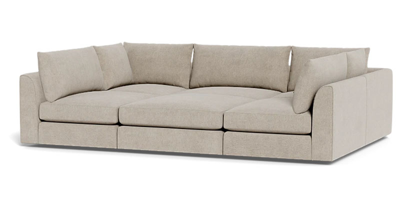 Marble modular sofa with large pillows on each side