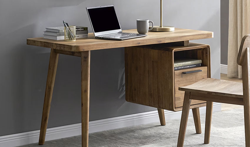 Home office Desk with a office chair and office goods