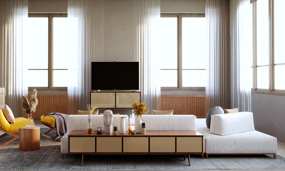 L-Shaped Sofa In The Centre Of The Room