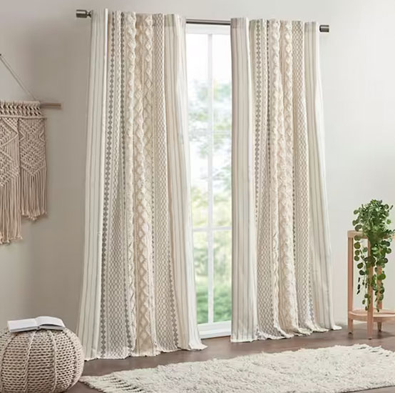 Curtain with Chenille Stripe and Lining