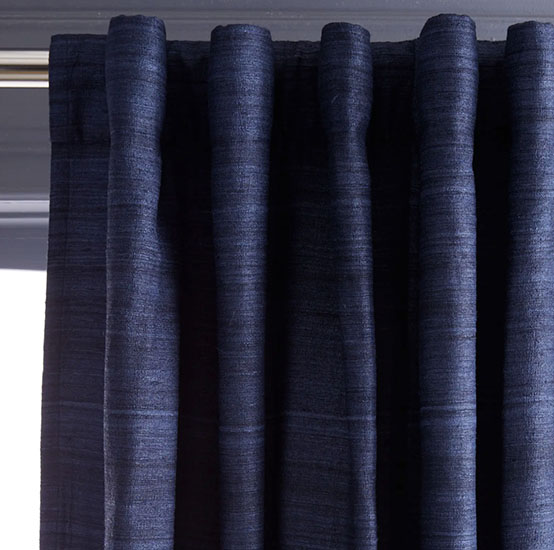 Blue Silk Room Darkening Curtain