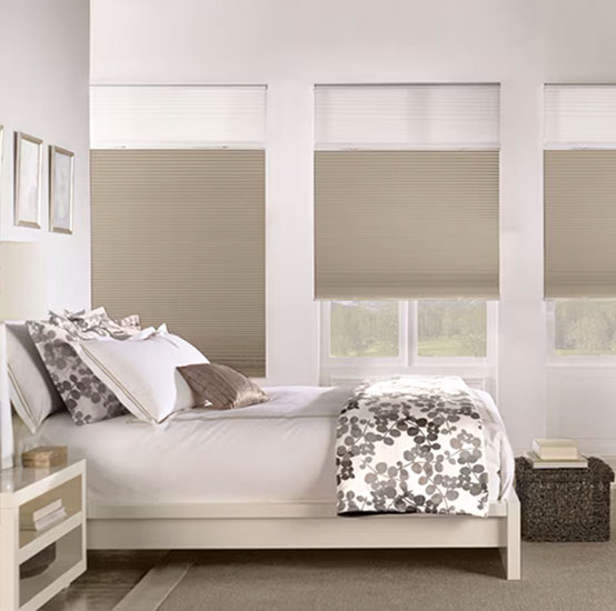 Celular shades in a bedroom