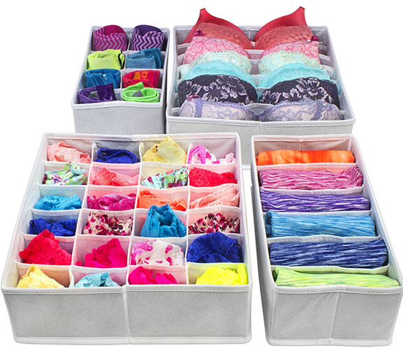 White 4-piece Foldable Drawer Divider Set