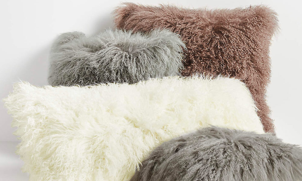 Faux fur Ivory and brown Throw Pillows