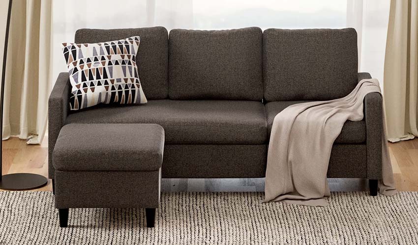 Upholstered Convertible Sectional Sofa with Reversible Chaise