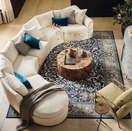 Modular Sofa in a room with a rug and coffee table