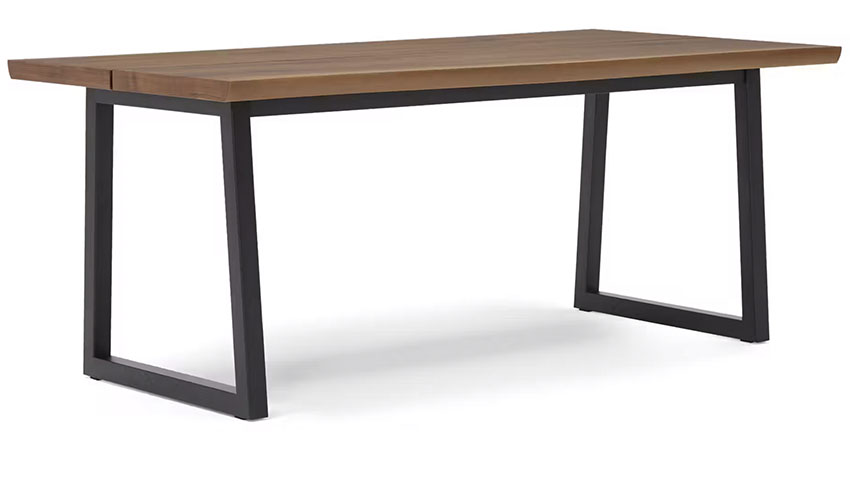 Farmhouse Dining Table with Metal Base and wooden table top