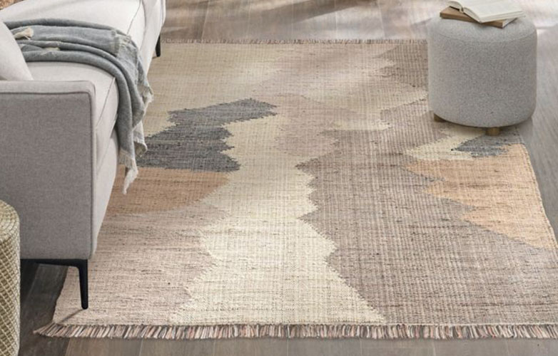 modern, abstract landscape motif rug
