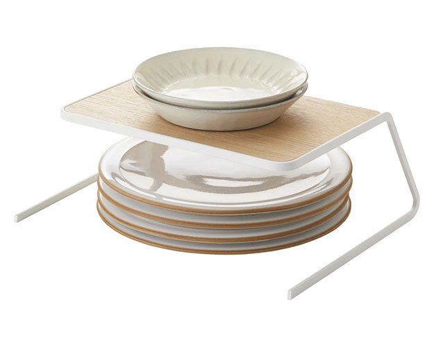 Dish Riser with Wood and Metal