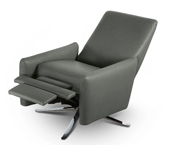 Grey upholstered swivel Recliner