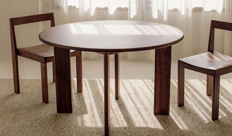 Frame Round Dining Table with Two Chairs