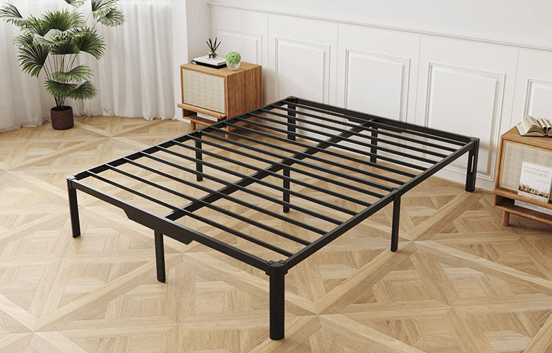 Minimalist Metal Bed frame in a room