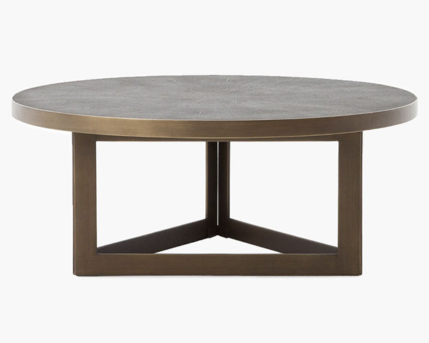 Metal rounded coffee table with metal base legs