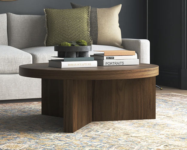 Round Walnut veneers Coffee Table