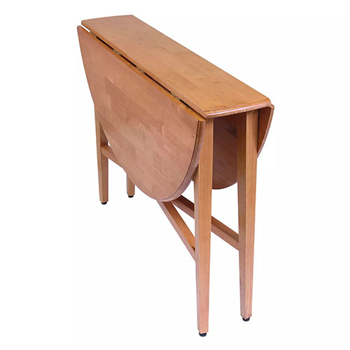 Round 42-inch Drop Leaf Dining Table Grey